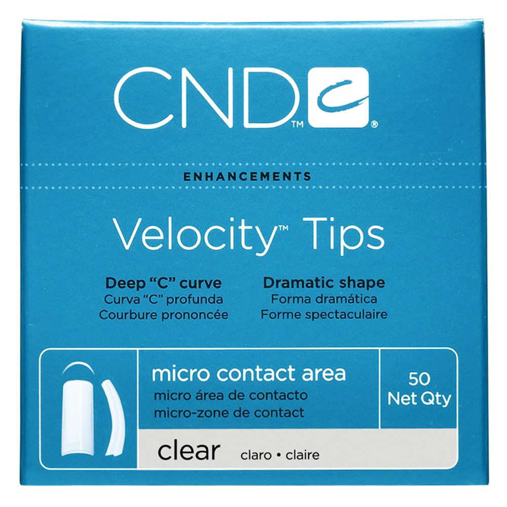 "VELOCITY CLEAR TIPS №8" - Типсы с глубоким "С" изгибом и укороченной  контактной зоной, прозрачные, №8, 50шт.