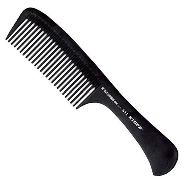 Kiepe Professional Comb Active Carbon Fibre 222 X 48 - расчёска "KIEPE ACTIVE CARBON 511" карбоновая, с ручкой, с антибактериальным покрытием.