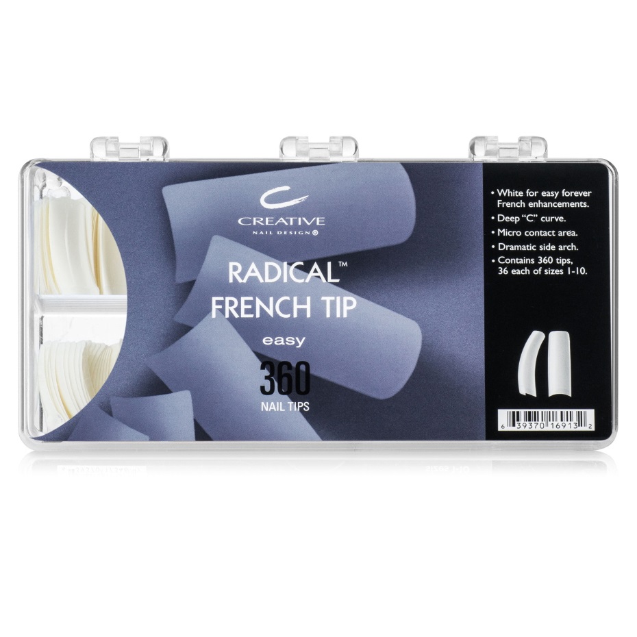 "RADICAL FRENCH TIPS" - Типсы с микроконтактной зоной, для французского маникюра, белые, ассорти, 360шт.