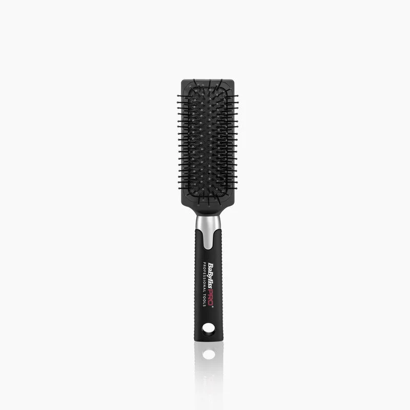 BaBylissPRO Thin Paddle Brush Nylon Pin - щётка массажная для укладки на резиновой основе, с пластиковой щетиной, 9 рядов.