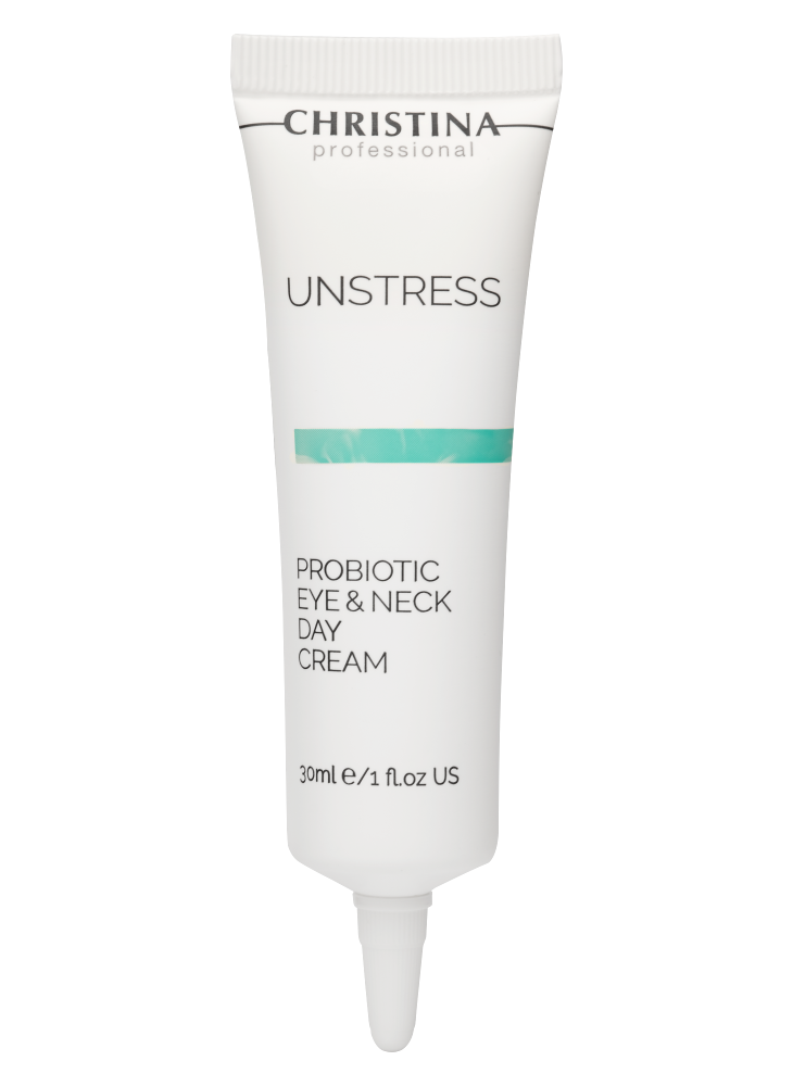CHRISTINA Unstress Probiotic Eye & Neck Day Cream - дневной крем с пробиотическим действием для кожи вокруг глаз и шеи , 30 мл.