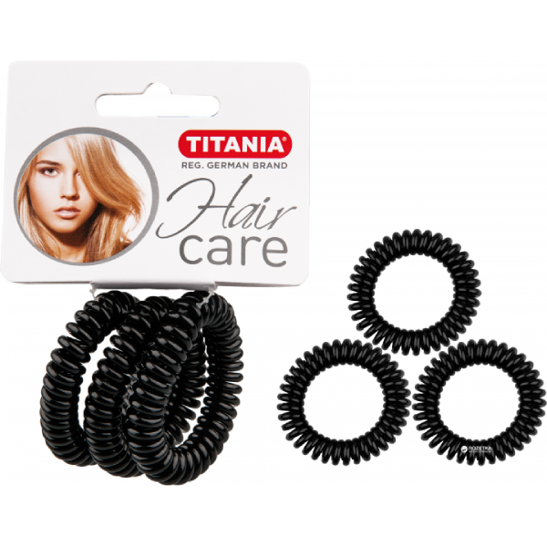 SPIRAL HAIR TIE, 3 PCS., 5 CM., BLACK - РЕЗИНКА ДЛЯ ВОЛОС, СПИРАЛЬНАЯ, 3ШТ., ЧЕРНОГО ЦВЕТА, ДИАМЕТР 5СМ.