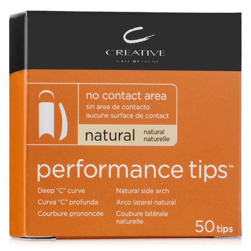 "PERFORMANCE TIPS №10" - Типсы без контактной зоны, не требующие длительного подпиливания, натурального цвета, №10, 50шт.