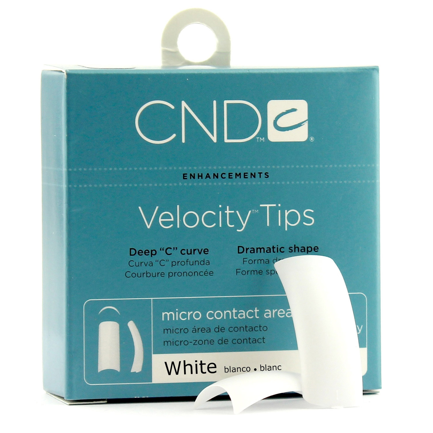 "VELOCITY WHITE TIPS №7" - Типсы с глубоким "С" изгибом и укороченной контактной зоной, белые, №7, 50шт.