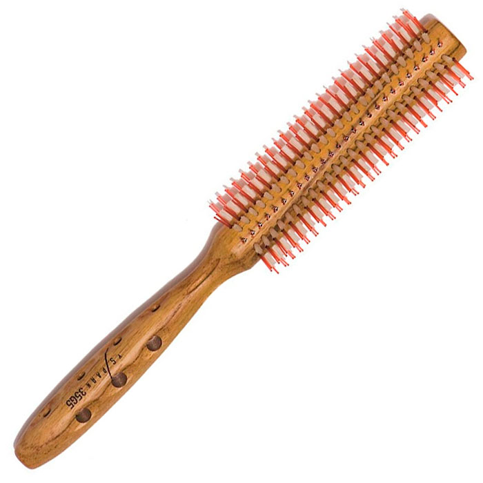 Брашинг для волос "Curl Shine Styler", комбинированная щетина, с антистатическим эффектом, с деревянной ручкой, 18мм.
