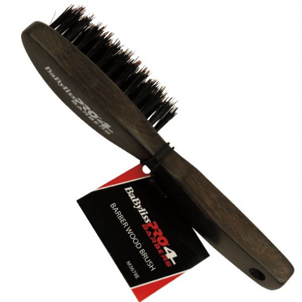 BaBylissPRO Barber Woodbrush - щетка для фейдинга, трехрядная с натуральной щетиной.