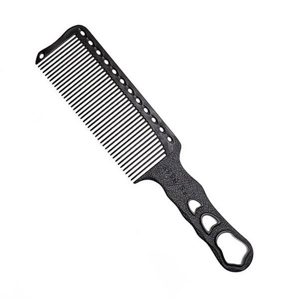 BARBER COMB SOFT CARBON - Расческа для стрижки под машинку, с ручкой, карбоновая, с антистатическим эффектом, черная, длина 240мм.
