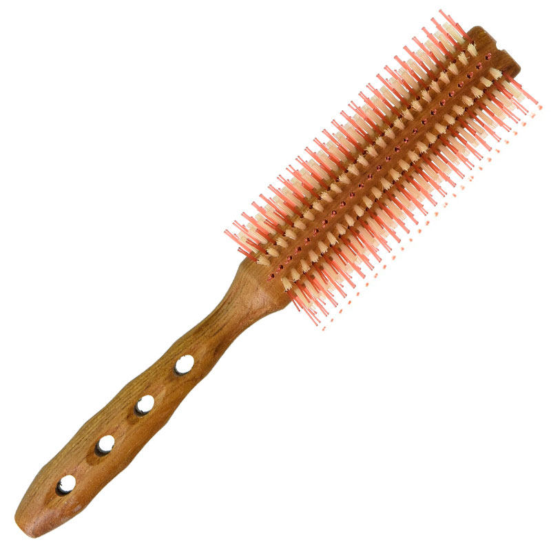 Брашинг для волос "Curl Shine Styler", комбинированная щетина, с антистатическим эффектом, с деревянной ручкой, 21мм.
