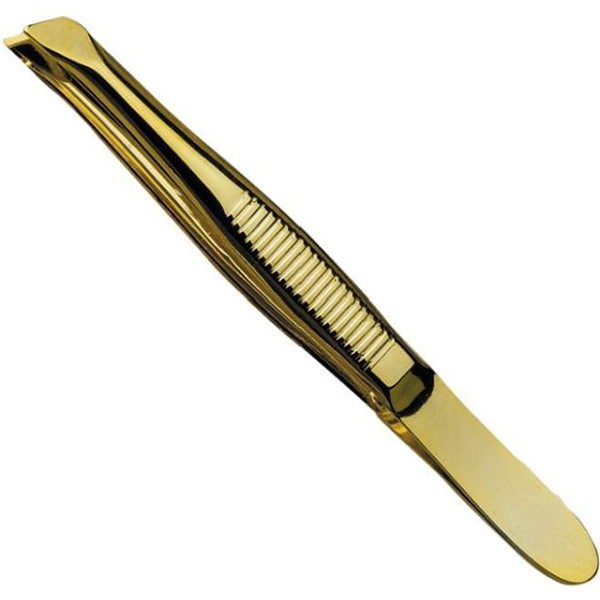 Kiepe Tweezers Gold - пинцет скошенный средний позолоченный.