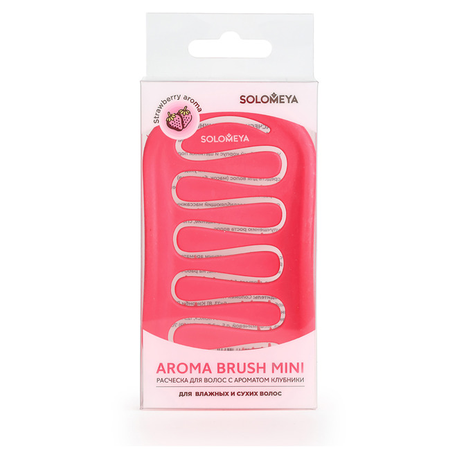 Solomeya Арома-расческа для сухих и влажных волос с ароматом Клубники мини / Aroma Brush for Wet&Dry hair Strawberry mini, 1 шт
